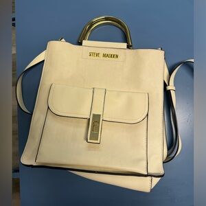 Steve Madden Cream Shoulder Bag with Gold Accents